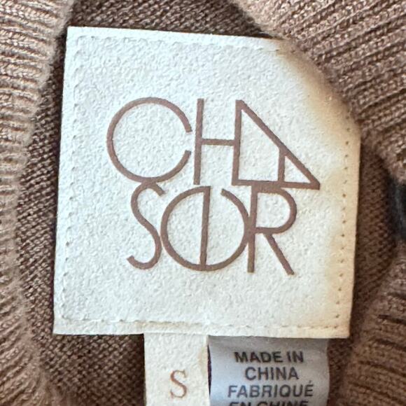 New CHASER Sweater Mini Dress Mock Neck Long Sleeve Side Slit Taupe Women's Sz S - Picture 6 of 11